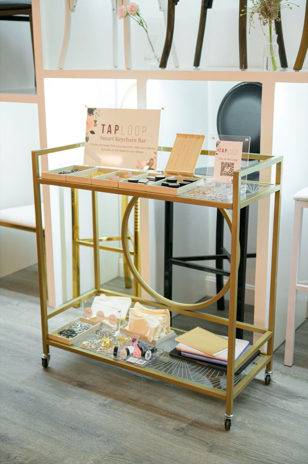 The TapLoop bar on a gold cart at the House of Dez Dinner Series